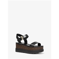 MICHAEL MICHAEL KORS Marlon Leather and Logo Flatform Sandal