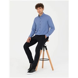 Lacivert Slim Fit Uzun Kollu Gömlek