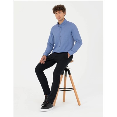 Lacivert Slim Fit Uzun Kollu Gömlek