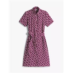 Monogram Print Belted Shirtdress