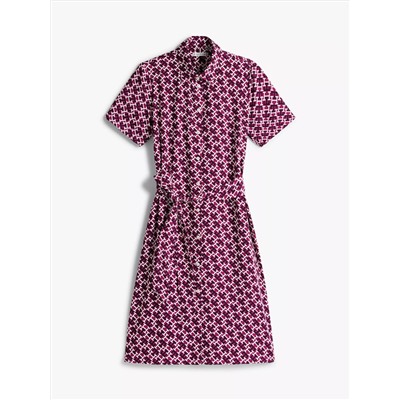 Monogram Print Belted Shirtdress