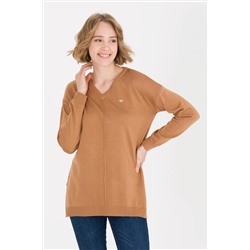 Kadın Camel V - Yaka Kazak