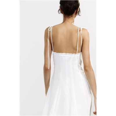 POPLIN RUFFLE MIDI DRESS