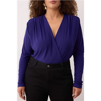 Lacivert Vatkalı Kruvaze Kapama Çıtçıtlı Örme Body TBBAW23CS00014