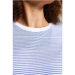Lacivert Çizgili Bisiklet Yaka Çizgili Örme T-Shirt TBBSS23BF00068