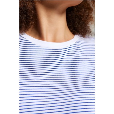 Lacivert Çizgili Bisiklet Yaka Çizgili Örme T-Shirt TBBSS23BF00068