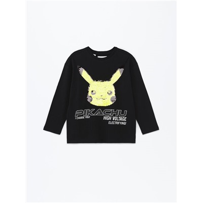 Pikachu Pokémon™ T-shirt with reversible sequins