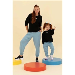 Çocuk Siyah Basic Bisiklet Yaka Sweatshirt
