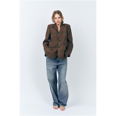 ZW COLLECTION CHECK WOOL BLEND BLAZER