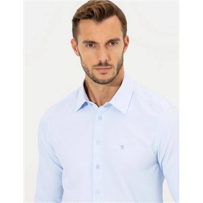 Açık Mavi Slim Fit Uzun Kollu Gömlek