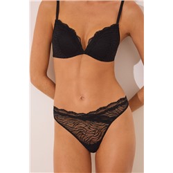 Tanga encaje cebra negro