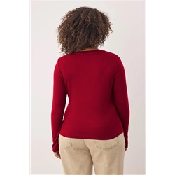 Bordo Premium Yumuşak Kumaşlı Viskon Bisiklet Yaka Crop Esnek Örme Bluz TBBAW25AF00027