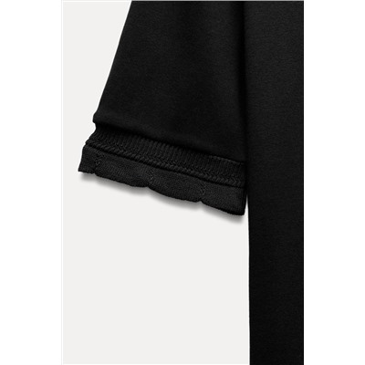 RIBBED TOP WITH EMBELLISHED TRIM