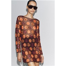 CROCHET KNIT MINI DRESS