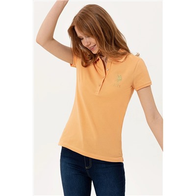 Kadın Turuncu Basic Polo Yaka Tişört