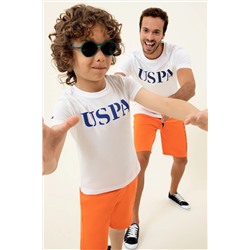 U.S. Polo Assn., Çocuk Beyaz Bisiklet Yaka Tişört 50248206-VR013