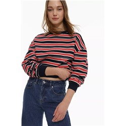 Cropped and striped sweatshirt