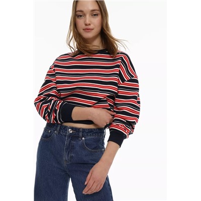 Cropped and striped sweatshirt