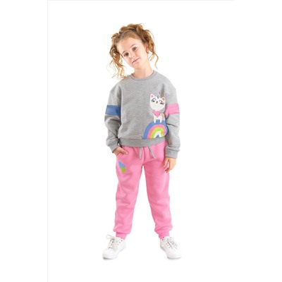 DenokidsRainbow Cat Kız Çocuk Alt-Üst Eşofman Takım