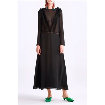 Vestido largo de seda Darlita Negro