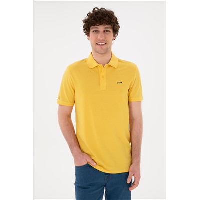Erkek Regular Fit Polo Yaka Sarı Basic Tişört