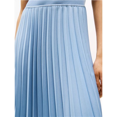 Fit-and-Flare Pleated Midi Dress