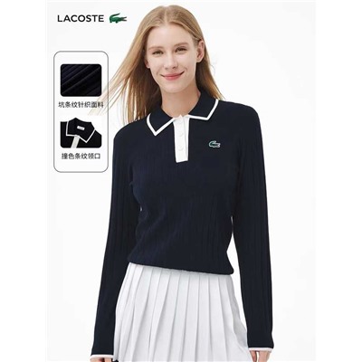 Женское классическое поло с длинным рукавом LACOST*E ОРИГИНАЛ!
