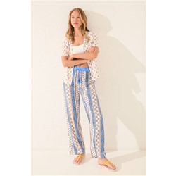 Pantalón largo viscosa cenefas multicolor