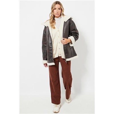 Chaqueta con capucha - Marrón oscuro