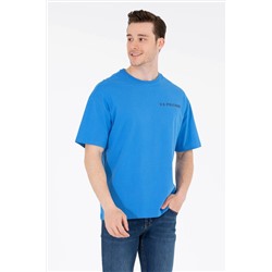 Erkek Saks Oversize Bisiklet Yaka Tişört