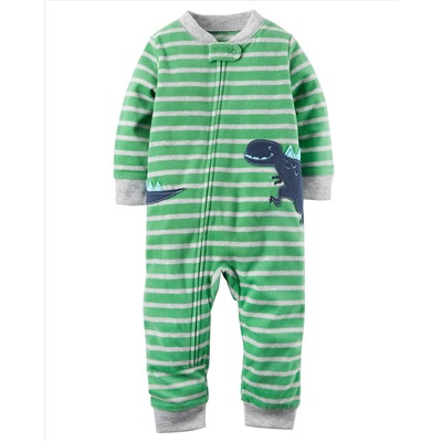 1-Piece Dinosaur Fleece Footless PJs