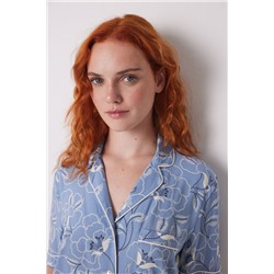 Pijama largo camisero viscosa flores