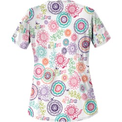 UA Spring Out White Print Scrub Top