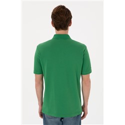 Erkek Regular Fit Polo Yaka Yeşil Basic Tişört