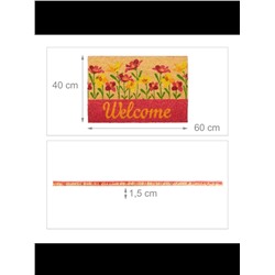 Relaxdays  Fußmatte "Welcome Blumen" in Natur/ Rot - (L)60 x (B)40 cm