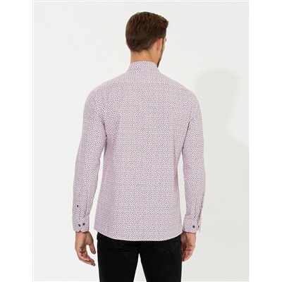 Bordo Slim Fit Uzun Kollu Gömlek