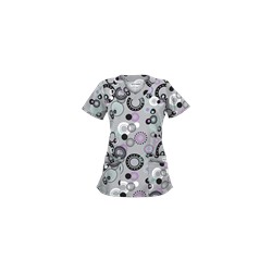 UA Round And Round Silver Print Scrub Top