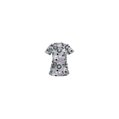 UA Round And Round Silver Print Scrub Top