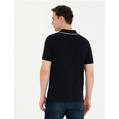 Siyah Slim Fit Polo Yaka Tişört