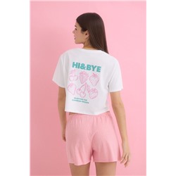 Pijama corto 100% algodón rosa