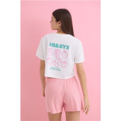 Pijama corto 100% algodón rosa