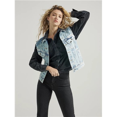 Womens Pearl Denim Vest