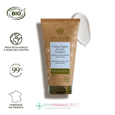 Sanoflore Aciana Botanica - Crème Légère - Hydratation Longue Durée 48h - BIO 50 ml