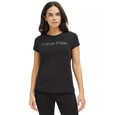 CALVIN KLEIN Women's Metallic Logo Crewneck T-Shirt