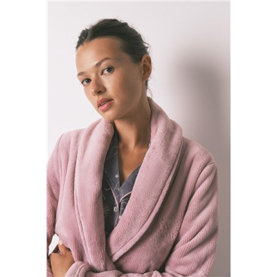 Bata midi polar aterciopelado rosa