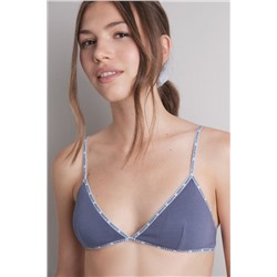Sujetador triangular algodón copas extraíbles azul
