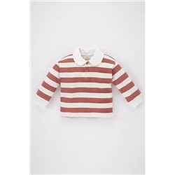 Defacto Kız Bebek Bebe Yaka Çizgili Sweatshirt B1309A523WN