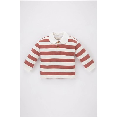Defacto Kız Bebek Bebe Yaka Çizgili Sweatshirt B1309A523WN