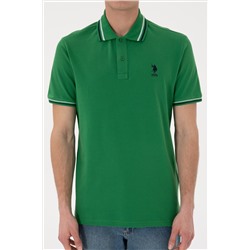 Erkek Regular Fit Polo Yaka Yeşil Basic Tişört