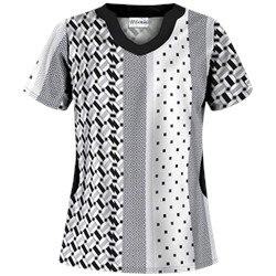 UA Retro Rhapsody White Print Scrub Top